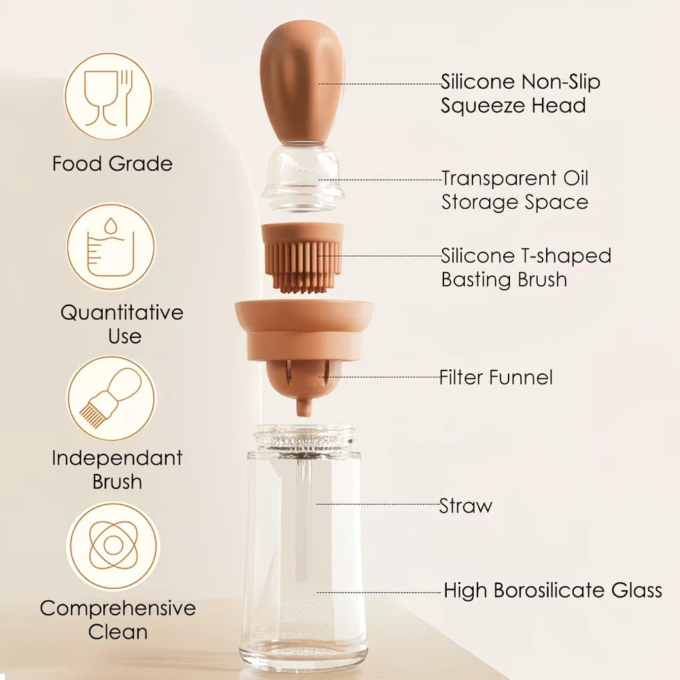 DripEase™ 2-in-1 Oil Dispenser with Silicone Brush